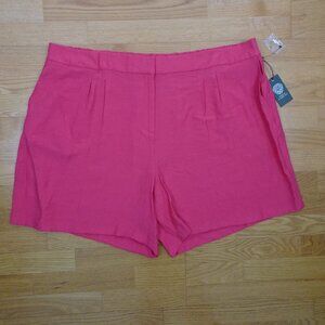 Vince Camuto Shorts Women's Plus Size 24W Pink Pleated Elastic Back Waistband